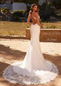 Picture of: Gorgeous Luxe Jersey Wedding Dress with Illusion Lace Bodice and Open Low Back in ivory, Style: J2118, Main Picture