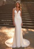 Picture of: Chic Luxe Jersey Dress with Deep V Neckline and Ruched Waist Detail in ivory, Style: J2128, Main Picture