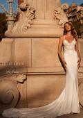 Picture of: Beautiful Luxe Jersey and Lace gown with Illusion Sides and Low Back in ivory, Style: J2165, Main Picture