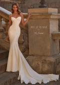 Picture of: Stunning Crepe Jersey Gown with Unique Back Detail and Bustier Top in ivory, Style: J2225, Main Picture