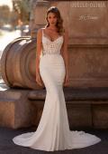 Picture of: Luxe Jersey Wedding Gown with Lace Bustier Illusion Bodice and Sheer Back in ivory, Style: J2232, Main Picture