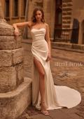 Picture of: Gorgeous Satin Strapless Wedding Dress with Ruching and Slit in ivory, Style: J2245, Main Picture