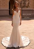 Picture of: Beautiful Satin Wedding Gown with Draped Neckline and Illusion Back in ivory, Style: J2251, Main Picture