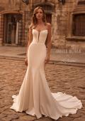Picture of: Strapless Crepe Jersey Wedding Dress with Exposed Boning and Plunge Neckline in ivory, Style: J2256, Main Picture