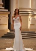 Picture of: Gorgeous Wedding Dress with Sheer Lace Top and Ruched Jersey Skirt in ivory, Style: J2275, Main Picture