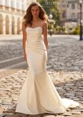 Picture of: Strapless Satin Fit and Flare Wedding Dress with Corset Back in ivory, Style: J2277, Main Picture