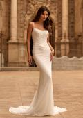 Picture of: Sheer Corset Fit and Flare Wedding Dress with Scoop Neck in ivory, Style: J2313, Main Picture