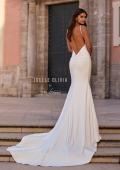 Picture of: Sleek Halter Fit and Flare Wedding Dress with Open Back in ivory, Style: J2324, Main Picture