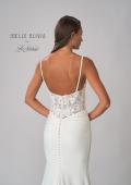 Picture of: Ruched Luxe Knit Dress with Deep V Lace Top in ivory, Style: J2028, Detail Picture 8