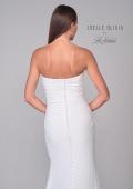 Picture of: Strapless Ruched Luxe Jersey Wedding Dress with Slit and Back Buttons in ivory, Style: J2073, Detail Picture 8