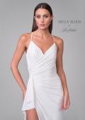 Picture of: Open Back Luxe Jersey Knit Dress with Slit and Ruffle Detail in ivory, Style: J2076, Detail Picture 8