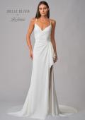 Picture of: Luxe Jersey Gown with Lace Back Details and Buttons in ivory, Style: J2098, Detail Picture 8
