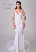 Picture of: Chic Luxe Jersey Dress with Deep V Neckline and Ruched Waist Detail in ivory, Style: J2128, Detail Picture 8