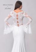 Picture of: Stunning Luxe Jersey Gown with Lace Bell Sleeves and Unique Button Up Back in ivory, Style: J2150, Detail Picture 8