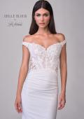 Picture of: Off the Shoulder Destination Wedding Dress with Lace Bodice and Illusion Back in ivory, Style: J2166, Detail Picture 8