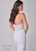 Picture of: Ruched Luxe Jersey Wedding Dress with Illusion Lace Corset Top in ivory, Style: J2172, Detail Picture 8