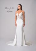 Picture of: Silk Gown with Illusion Lace Bodice and Slit in ivory, Style: J2024, Detail Picture 9
