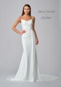 Picture of: Classic Luxe Knit Wedding Gown with Draped Slit Detail in ivory, Style: J2034, Detail Picture 9