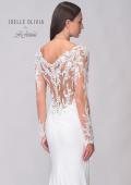 Picture of: Luxe Jersey Gown with Illusion Lace Long Sleeves and Ruching Detail in ivory, Style: J2122, Detail Picture 9