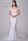 Picture of: Off the Shoulder Wedding Gown with Lace Illusion Bodice and Luxe Jersey Skirt in ivory, Style: J2163, Detail Picture 9