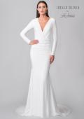 Picture of: Chic Long Sleeve Luxe Jersey Knit Gown with Deep V Neckline in ivory, Style: J2171, Detail Picture 9