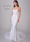 Picture of: Ruched Luxe Jersey Wedding Dress with Illusion Lace Corset Top in ivory, Style: J2172, Detail Picture 9