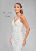 Picture of: Criss Cross Bodice Gown with Illusion Lace Back in ivory, Style: J2047, Detail Picture 10