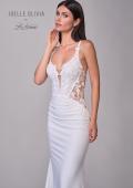 Picture of: Unique Lace and Luxe Jersey Dress with Deep V Neckline and Illusion Lace Sides in ivory, Style: J2202, Detail Picture 10