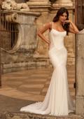 Picture of: Sheer Corset Mermaid Wedding Dress with Ruched Tulle Skirt in ivory, Style: J2321, Detail Picture 11, Landscape