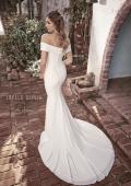 Picture of: Luxe Jersey Off the Shoulder Gown with Ruching in ivory, Style: J2013, Back Picture