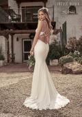Picture of: Luxe Knit Gown with Draped Neckline and Open Back in ivory, Style: J2018, Back Picture