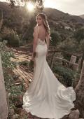 Picture of: Silk Gown with Illusion Lace Bodice and Slit in ivory, Style: J2024, Back Picture