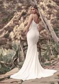Picture of: Ruched Long Wedding Gown in Luxe Knit Jersey in ivory, Style: J2038, Back Picture