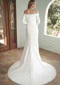 Picture of: Long Sleeve Off the Shoulder Knit Wedding Gown in ivory, Style: J2045, Back Picture