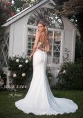 Picture of: Plunge Neck Ruched Dress with Lace Up Back in ivory, Style: J2087, Back Picture