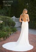Picture of: Elegant Luxe Jersey Gown with Lace Bodice and Slit in ivory, Style: J2102, Back Picture