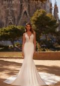 Picture of: Gorgeous Luxe Jersey Wedding Dress with Illusion Lace Bodice and Open Low Back in ivory, Style: J2118, Back Picture