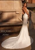 Picture of: Beautiful Luxe Jersey and Lace gown with Illusion Sides and Low Back in ivory, Style: J2165, Back Picture