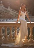 Picture of: Luxe Jersey Wedding Gown with Draped Neckline and Lace Illusion Back in ivory, Style: J2200, Back Picture