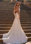 Picture of: Luxe Jersey and Lace Wedding Dress with Unique Open Back and Illusion Sides in ivory, Style: J2223, Back Picture