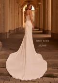 Picture of: Luxe Jersey Wedding Dress with Illusion Lace Corset Bodice in ivory, Style: J2250, Back Picture