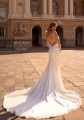 Picture of: Beautiful Satin Wedding Gown with Draped Neckline and Illusion Back in ivory, Style: J2251, Back Picture