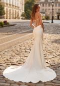 Picture of: Strapless Satin Fit and Flare Wedding Dress with Corset Back in ivory, Style: J2277, Back Picture
