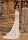 Picture of: Sheer Corset Fit and Flare Wedding Dress with Scoop Neck in ivory, Style: J2313, Back Picture