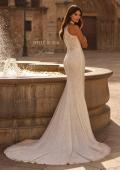 Picture of: High Neck Lace Fit and Flare Wedding Dress with Sheer Back in ivory, Style: J2323, Back Picture