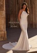 Picture of: Sleek Halter Fit and Flare Wedding Dress with Open Back in ivory, Style: J2324, Back Picture