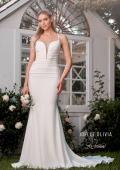 Picture of: Plunge Neck Ruched Dress with Lace Up Back in ivory, Style: J2087, Detail Picture 1