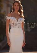 Picture of: Off the Shoulder Wedding Gown with Lace Illusion Bodice and Luxe Jersey Skirt in ivory, Style: J2163, Detail Picture 1