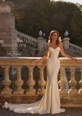 Picture of: Stunning Crepe Jersey Gown with Unique Back Detail and Bustier Top in ivory, Style: J2225, Detail Picture 1