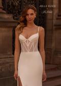 Picture of: Fitted Luxe Jersey Wedding Dress with Corset Top and Slit in ivory, Style: J2230, Detail Picture 1